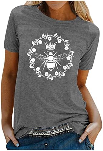Дамски тениски със Сладък Пчелкой - Свободни Прилепнали Блузи С кръгло деколте, Базова Туника, Върховете На Летните
