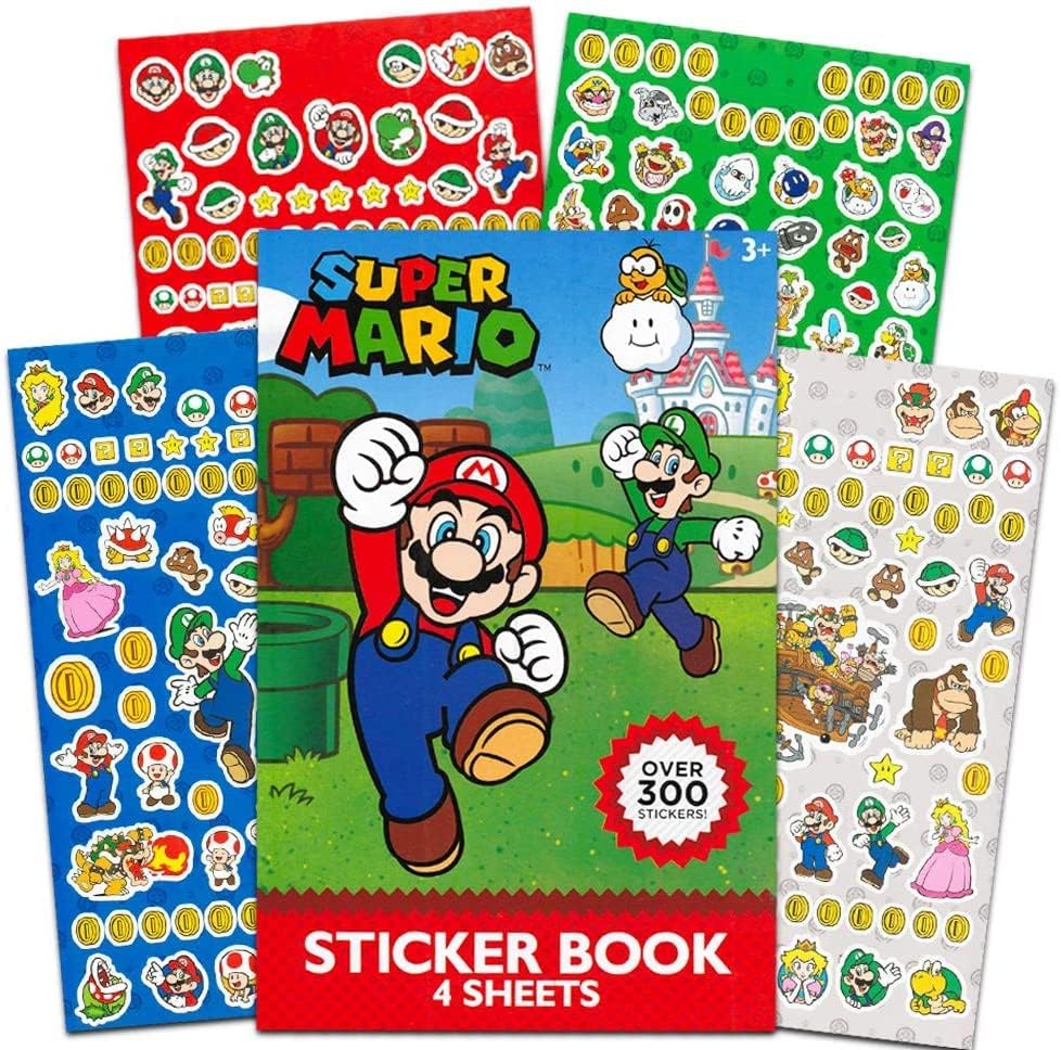 Детска раница Марио Shop Супер Марио с кутия за обяд ~ Комплект от 4 теми с участието на Марио и Йоши и Луиджи,