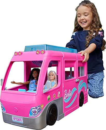 Игри набор от кукли Барби Camper, играчка кола Dreamcamper с 60 Аксесоари, включително Мебели, басейн и 30-инчови