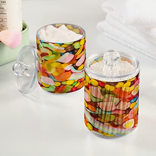 UMIRIKO Candy Rainbow Qtip Титуляр-Опаковка за Памучни пръчки с Капаци, 4 опаковки, Аптечные Контейнери за Памучни