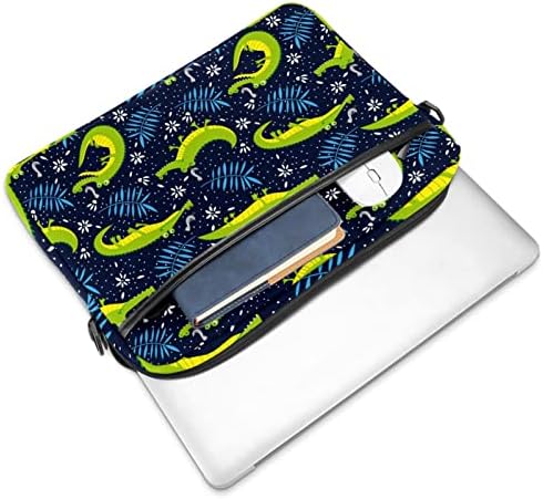 Защитна Чанта за лаптоп за През рамо от Зелената Крокодилска кожа, със Сини Листа, Куфарче, Чанта За Носене, Ръкав