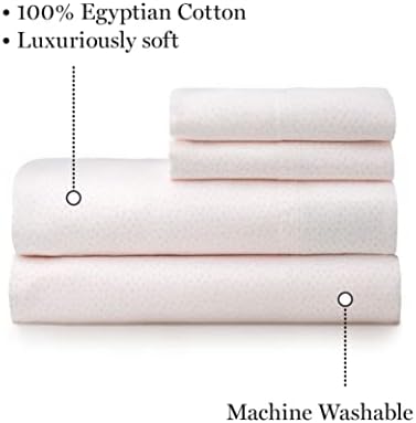 Комплект чаршафи от MARTHA STEWART Емерсън Queen - Комплект от 4 теми | Египетски памук | 1 апартамент Чаршаф - 1 Чаршаф хипита - 2 Калъфки за възглавници | Трайни и дишащи кърпи | ?
