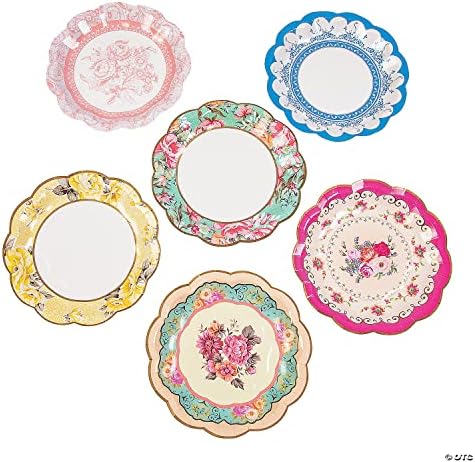 Наистина Вкусни Десертни чинии от хартия с назъбени остриета - 6,75 инча | Цветни | Опаковка от 12 броя