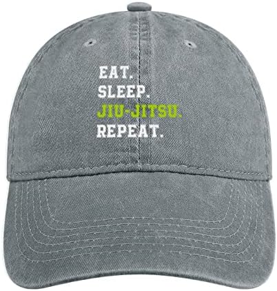 Eat Sleep Повторение на Джиу-Джицу Готини Дънки Памучен Шапка бейзболна шапка Регулируема Реколта за Мъже И Жени