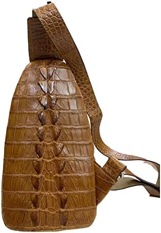 Кафява мъжка чанта-прашка през рамо, чанти от естествена кожа на корема алигатор, мъжки раница през рамо от