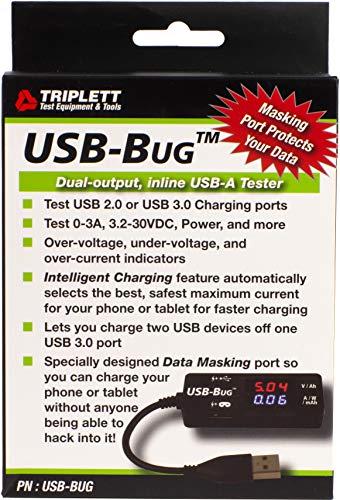 Тестер Triplett USB-Bug с двоен изход, вграден USB-A порт за маскиране на данни (USB ГРЕШКА)