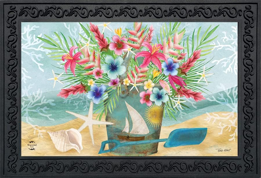 Briarwood Lane Крайбрежните цветя Годишният мат за плаж Добре дошли в закрито на открито 30 x 18