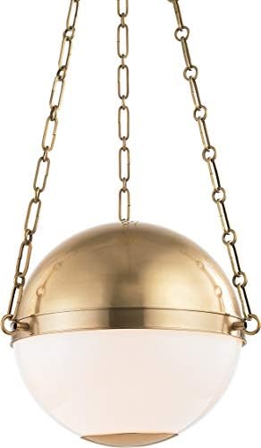 Окачен лампа Hudson Valley MDS750-AGB с две преходни лампи от колекцията Sphere №2, с месингова облицовка, Малък