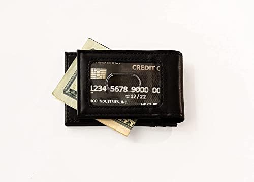 Мъжки черен портфейл с преден джоб за лична карта NCAA Virginia Cavaliers - Premium 8 джобове с гравирани с лазер логото на отбора на веганской кожата - Минималистичен дизайн, държ?