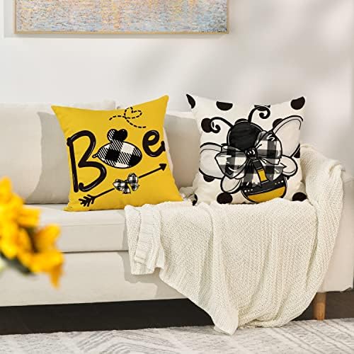 AVOIN colorlife Лятна Калъфка за възглавница Hello Sunshine Bee Truck в Грах, 18x18 Инча, Летните Калъфки за