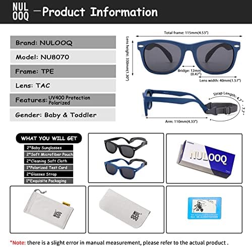 Гъвкави Детски Поляризирани Слънчеви очила с Регулируема Каишка за Деца на възраст 0-24 месеца, Защита UV400