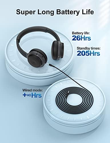 Безжична Слушалка TZS за лаптоп, Bluetooth-слушалки с подвижен микрофон, Слушалки в ушите с шумопотискане с функция за изключване на звука и времето на разговор 26 часа за