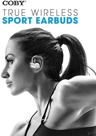 Слушалки Coby Sports True Wireless | Втулки Безжични Bluetooth слушалки | 5 Часа живот на батерията, Автоматична пара Bluetooth версия 5.0, защита от изпотяване за фитнес, бягане, трениров?