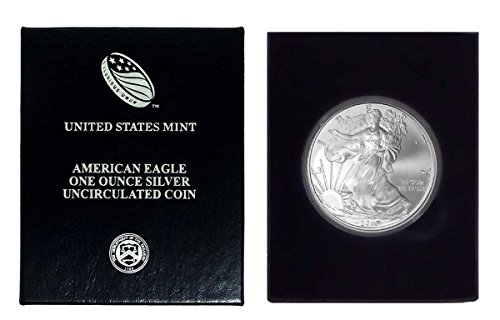 2010 - Сребърен Орел на САЩ в Пластмасова кутия за Подарък Air Tite на магнити Черен цвят - Скъпоценен Диамант, Не Обращающийся долар, Не Обращающийся Монетен двор на САЩ