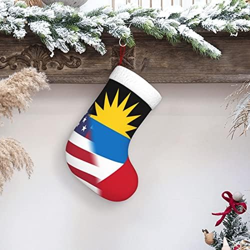 TZT Американски Флаг и флага на Антигуа и Барбуда Коледни Чорапи, Подаръци за Коледно парти за семейни Празнични украси