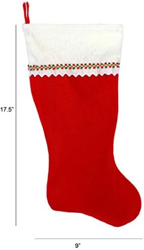 Коледни Чорапи с бродирани мен монограм, Червено-Бяло фетр, Инициал X