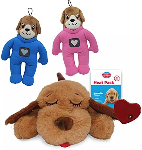 Комплект за малки кученца Snuggle - Плюшени космически кученца Лайка и Баззи от нежна вълна - Идва с играчки Snuggle Puppy и големи издръжливи играчки за кучета с пищалкой, ус?