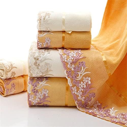 Комплект кърпи от микрофибър с дантелен бродерия MJWDP, Кърпи за лице, Кърпи за баня, Хотелски Тоалетни принадлежности (Цвят: A Размер