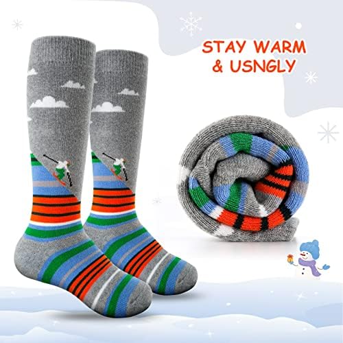 Ски чорапи Cimkiz Детски Зимни Топли Термоноски за Каране на Ски, Сноуборд, Кънки на лед за Малки Момчета и Момичета (2 чифта или 3 чифта)