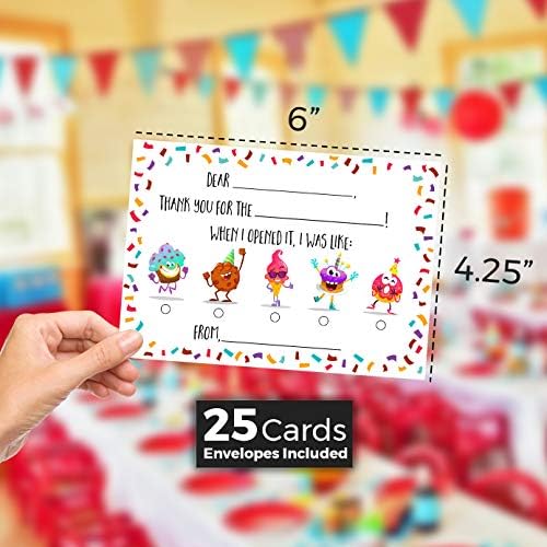 Децата изпълват Празните благодарствени картички - 25 Картички, включително Пликове - Забавни трета пола Неутрални Благодарствени бележки за момчета или момичета
