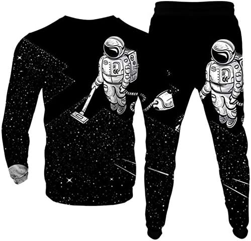 Мъжки спортен костюм Honeystore с принтом Universe Galaxy, Пуловер, Топ и Панталони за джогинг