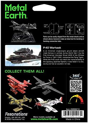 Метална Земята Самолет Къртис P-40 Warhawk 3D Набор от метални модели Fascinations