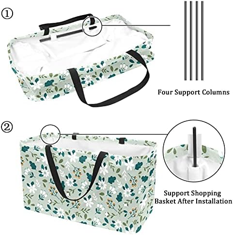 LORVIES за Многократна употреба за Хранителни стоки Чанти Цветни Ditsy Floral_Layout Сгъваеми Миещи Голям кош За Багаж