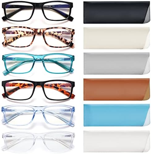 VIDEBLA 6 Опаковане. Очила за Четене, Блокиране на Синята Светлина, за Жени, Мъже, Антибликовый Филтър, Компютърни Очила с 6 Кожени Чехлами