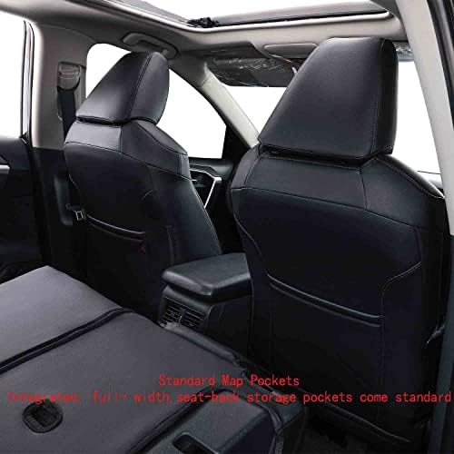 Обичай седалките coverdream, съвместими с някои модели на Nissan Rogue Regular 2021 2022 2023 - Кожзаменитель (черен, пълен комплект)