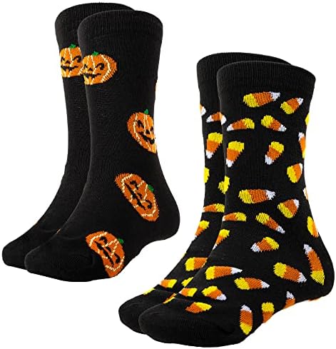 Новости Града на ветровете - 2 чифта чорапи за Хелоуин за деца | момчета и момичета с шарени тиква и кенди царевица