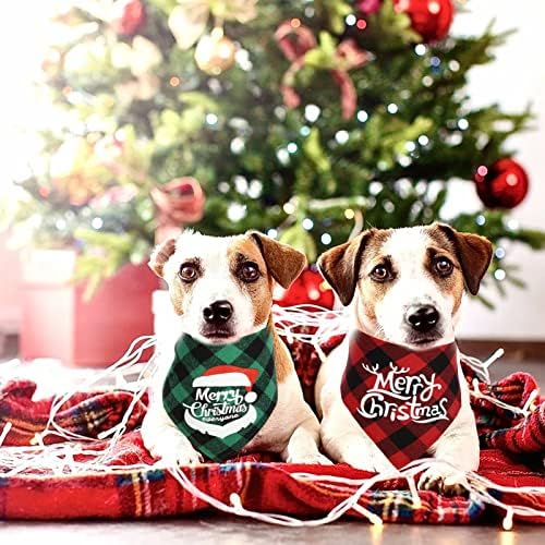 Коледна Кърпа за кучета Chngeary Dog (2 опаковки), Класически Кърпи за кучета в стил Биволско в Клетка за Малки, Средни и Големи Кучета, Аксесоари, Триъгълни Коледен Шал за