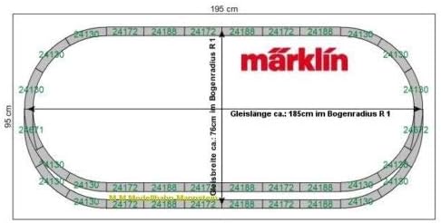MARKLIN ХО C Гъсеници овални R1 с КЛЮЧОВЕ (195x95 виж)
