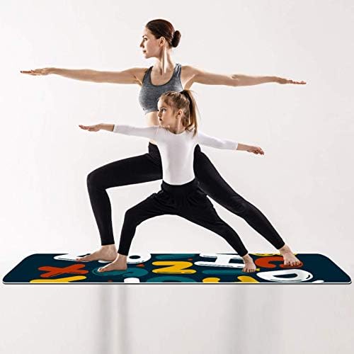 Дебел нескользящий постелката за йога и Фитнес Unicey 1/4 с Хубав принтом под формата на Букви за практикуване на Йога, Пилатес и фитнес на пода (61x183 см)