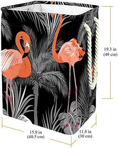 Inhomer Flamingo Черна Голяма Кошница за дрехи, Водоустойчив Сгъваема Кошница за Дрехи, Органайзер за Играчки, Домашен