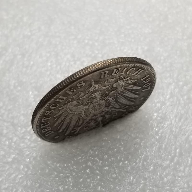 Старинни Занаяти 1907 Немска Сребърна Монета Възпоменателна Монета Сребърно Покритие Монета Възпоменателна Монета Чуждестранна Валута Сребърен Долар #1810