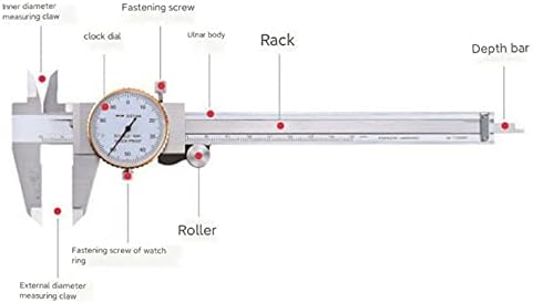 UOEIDOSB с Настолен штангенциркулем 0,02 мм и Висока точност 0-150-200 мм с Настолен штангенциркулем от неръждаема Стомана, Прецизна измервателни инструменти (Цвят: 200 мм)