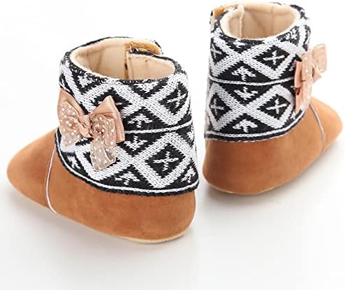 Детски обувки За момиченца, Коледна обувки с принтом Снежинки, Меки Обувки За малки момичета И момчета, Топли Зимни обувки, Согревающая обувки за деца (кафяв, 13 = 3)