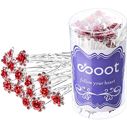 eBoot 40 опаковки заколок за коса с цветя модел и кристали и чанта за съхранение за младоженци, сватбени аксесоари