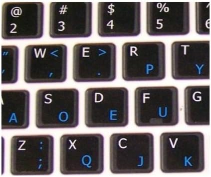 Етикети за клавиатура 4Keyboard MAC English - Dvorak НА черен фон