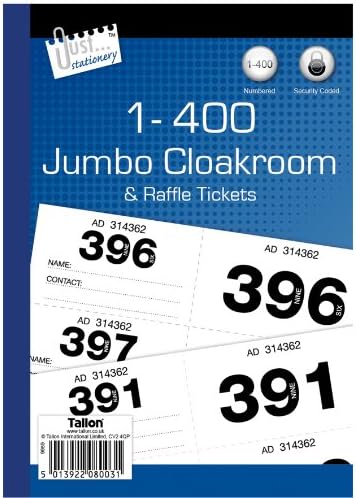 Лотариен билет Just stationery 1-400 Джъмбо за съблекални, Бял, около 145 x 220 мм, 8003