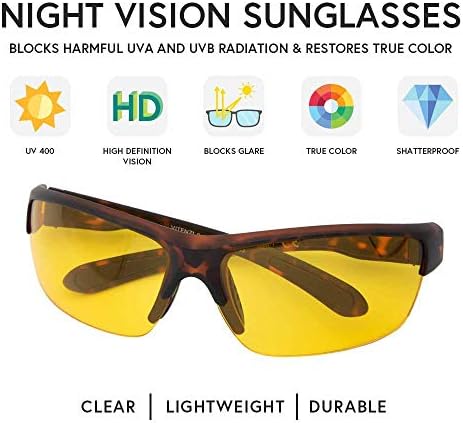 Очила за нощно виждане VITENZI за Мъже и Жени с Антирефлексно покритие, Безопасни за нощно шофиране Ден, HD Жълто