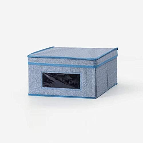 Кутия за съхранение в гардероба от плат ZyHMW с капак - Голяма кутия за съхранение в гардероба - Идеалната кутия за съхранение на дрехи, с капак (Цвят: синьо размер: 15,7 х