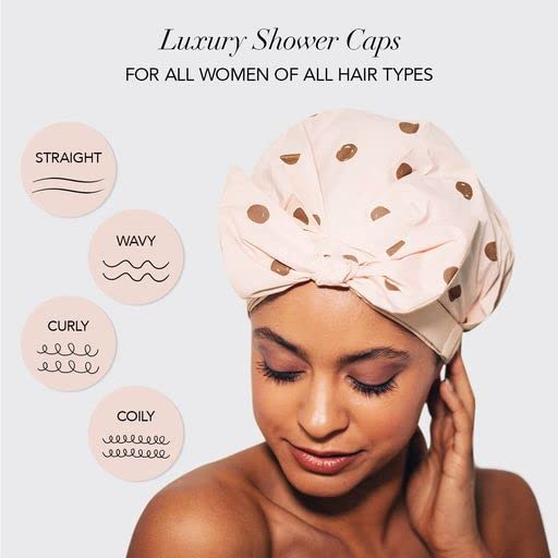 Луксозна шапка за душ в стил Кич за жени - Множество Шапка за душ за дълга коса с неплъзгащи силиконовата дръжка | Водоустойчив Шапка за душ, която е подходяща за пов?