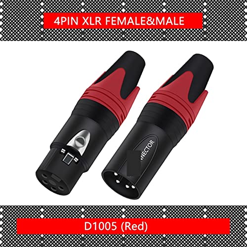 ZTHOME 4 Pin X L R Мъжки/женски конектор за свързване на кабел M I C 4-щифта XLR конектор за микрофон 56 бр. (Цвят: 28xM 28xF 4P червен)