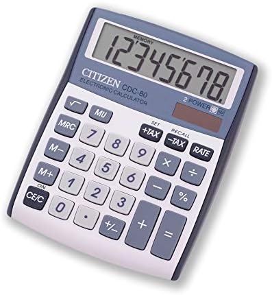 Настолен калкулатор CITIZEN CDC80 Designline 108 x 135 x 24 мм - Сребърен