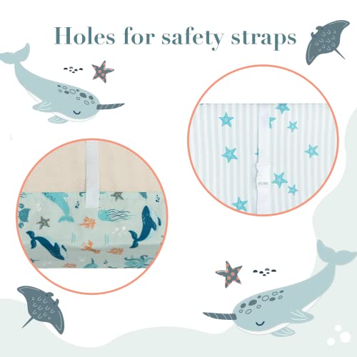 Морската калъф за свободни My Little Zone за момчета - Памук матрак цилиндър за Пеленального Масички за деца - Океанските китове, нарвалите и Морски звезди, 2 опаковки