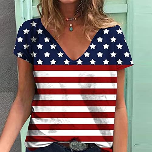 Ausyst Тениски с Графичен образа на Американския Хартата за Жени, на 4 юли, Патриотични Ризи в Звездната Ивица с Принтом,