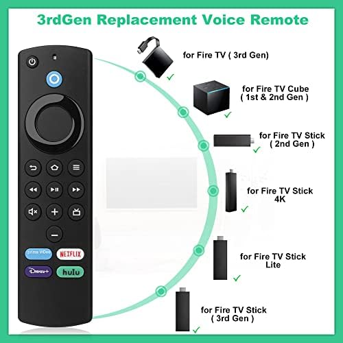 Разменени на глас дистанционно управление (L5B83G), съвместим с Fire Smart Tv Stick (4K, Lite, 2-ро, 3-то поколение),