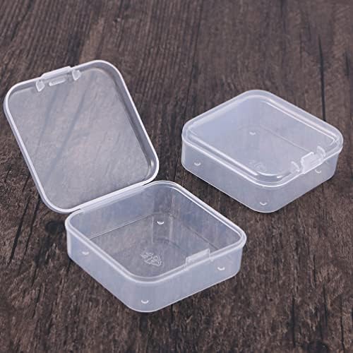 Zerodeko Кутия За Съхранение на Украсата 50 бр. Малки Прозрачни Пластмасови Мъниста Контейнер За Съхранение Органайзер Прозрачни