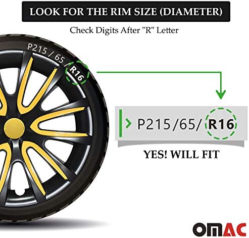 Джантите OMAC 16 инча за Nissan Altima Черно-жълти и 4 бр. Капака Джанти - Шапки ступиц - Подмяна на външната повърхност на автомобилни гуми